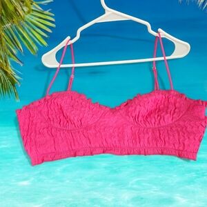 NEW without tags - Zara bright pink ruffled bra top /halter top size large
